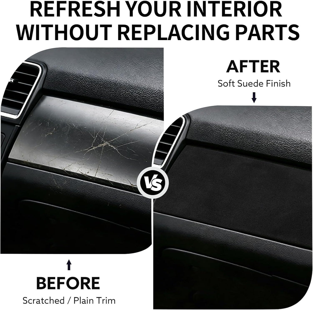 Suede Fabric Wrap for Car Interior, Black, 24 x 72 in