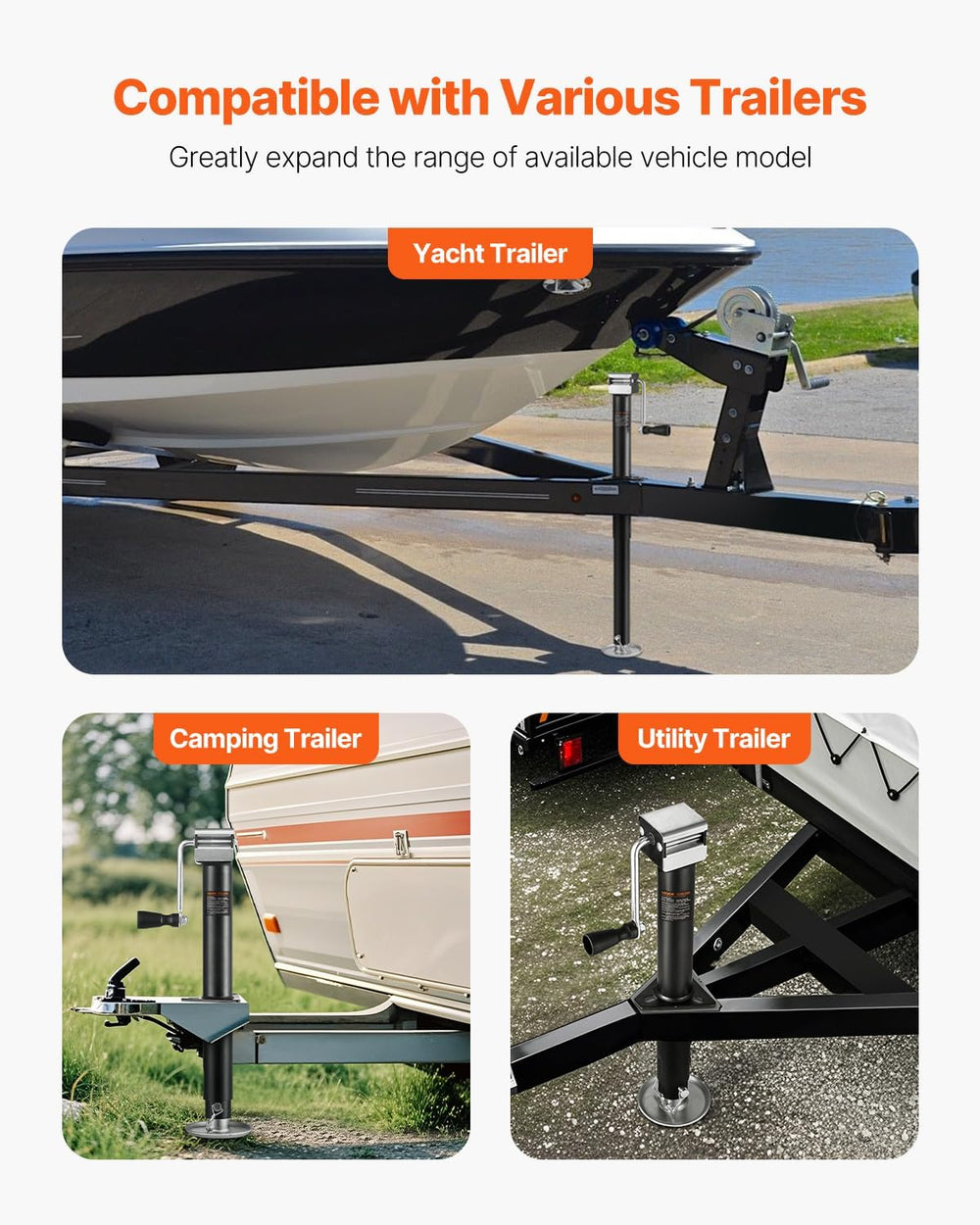 VEVOR 5000 lbs A-Frame Trailer Jack, 15" Vertical Travel, Adjustable Dro...