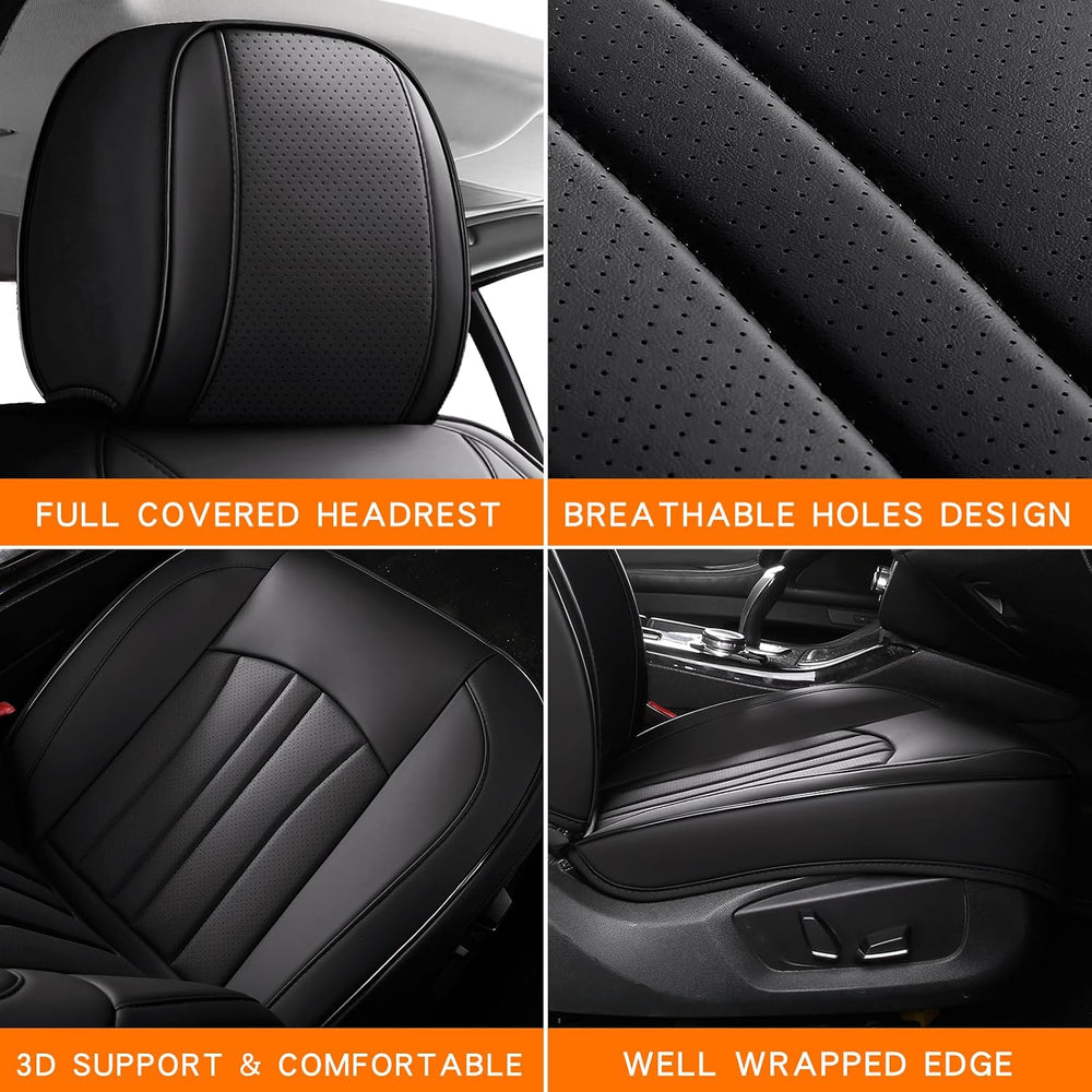 MINGBRON Car Seat Cover Full Set, Leather Car Seat Cover, Waterproof Seat Cov...