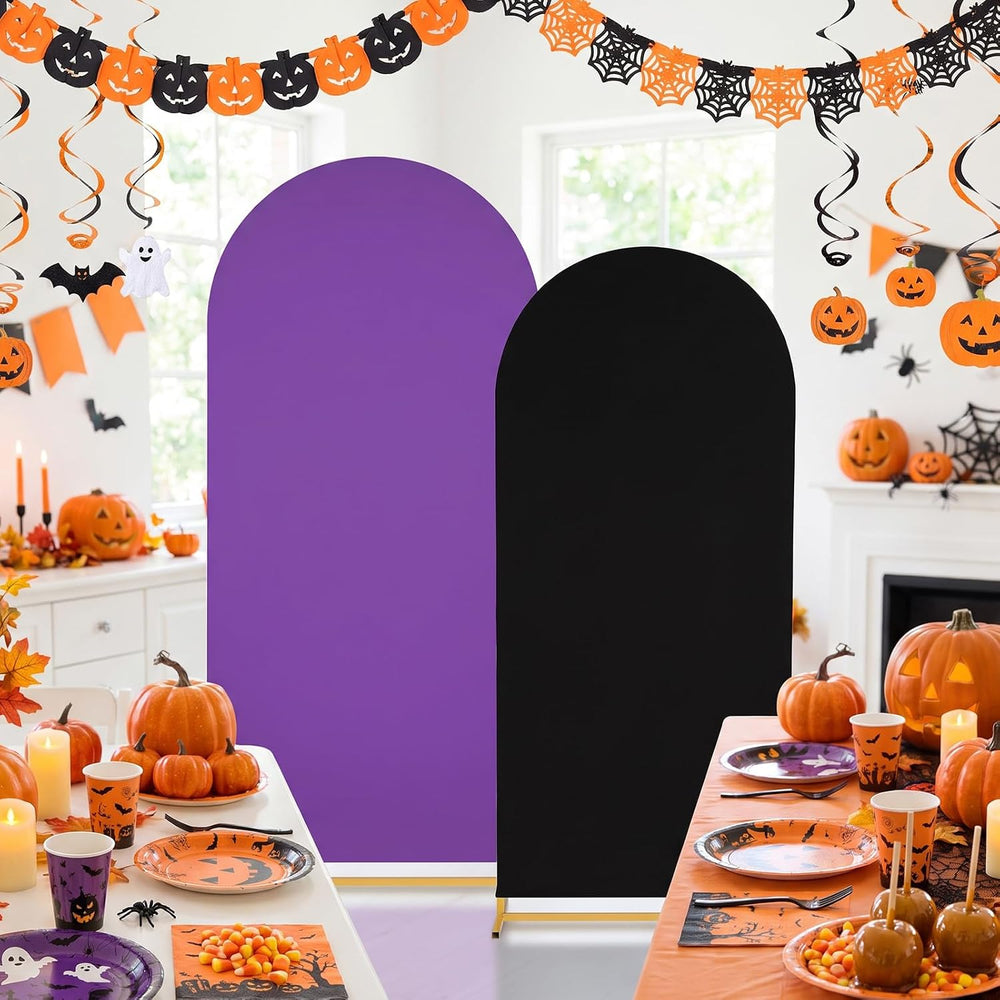 Black Purple Halloween Arch Backdrop Covers 7.2FT 6FT Party Arch Covers