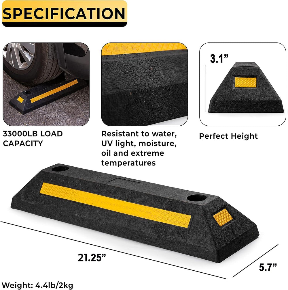 ZONETECH Heavy Duty Rubber Parking Guide - 2 Pcs Premium Quality Durable Car ...