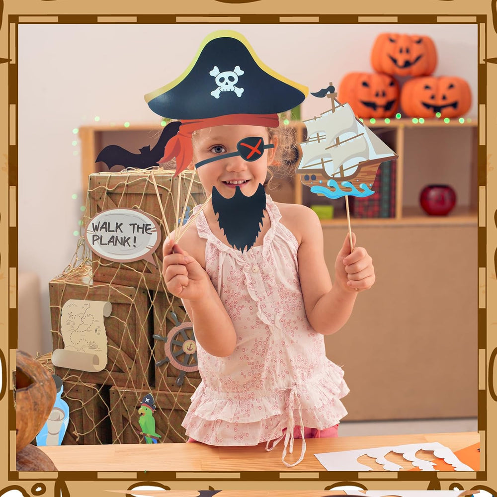 32 Pcs Pirate Party Decorations Imitation Treasure Wooden Boxes Pirate Fishin...