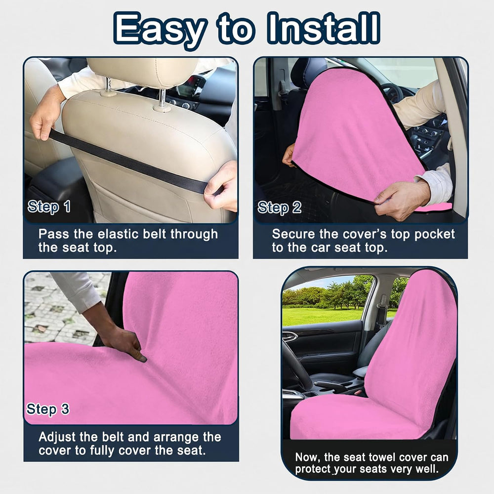Car Seat Towel Cover 2 Pack for Front Seats, Sweat Absorbent Car Seat Protect...