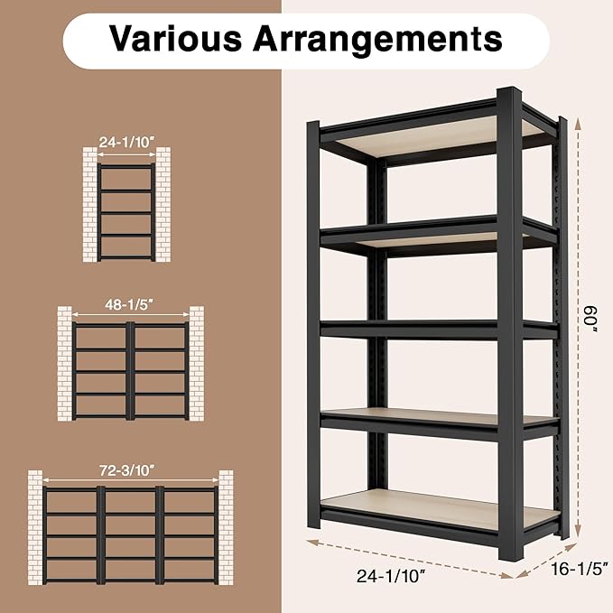 WORKPRO House 5-Tier Shelving Unit, 3000lbs Adjustable Storage Shelves