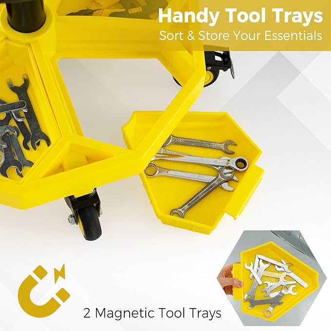 Mechanic Stool, 350 LBS Capacity Rolling Shop Stool