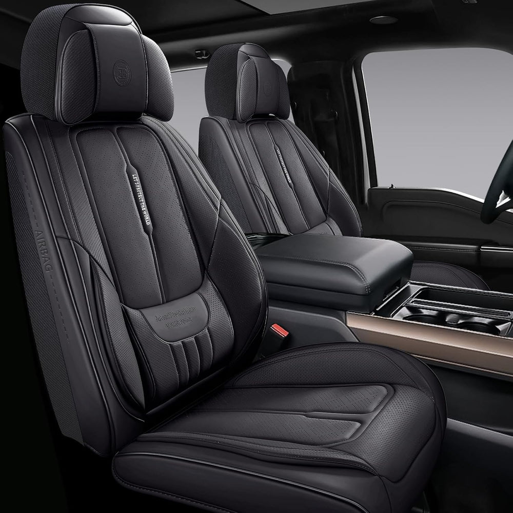 NS YOLO Universal Fit Premium Black Leather 5-Seats Car Seat Covers
