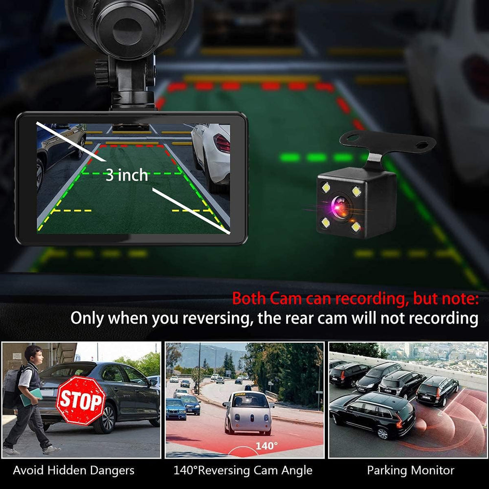 Dash Cam Front and Rear, 1080P Dash Camera for Cars with 32G Card