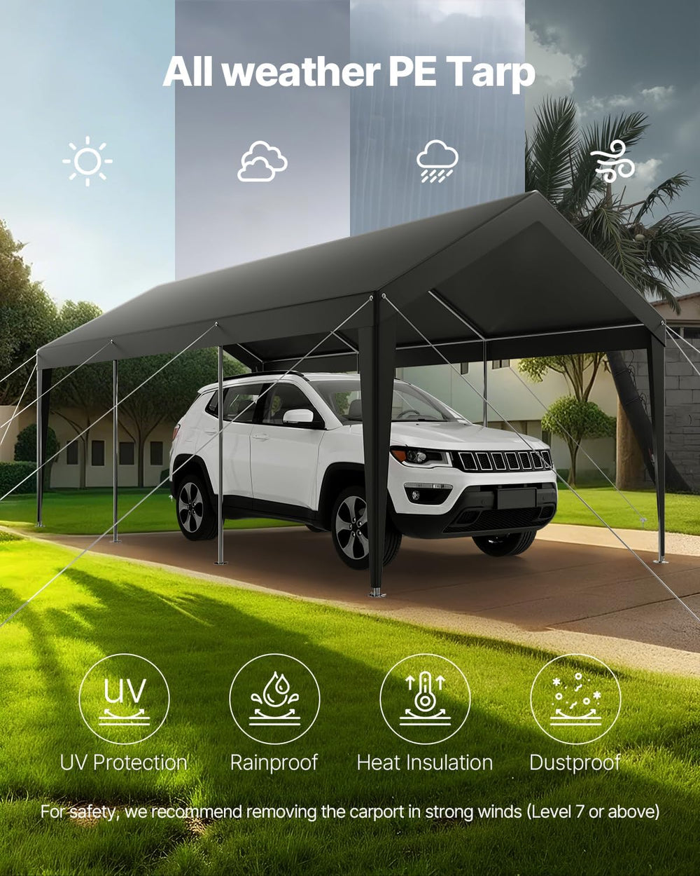 VEVOR Portable Garage 10x20 ft, Heavy-Duty Steel Car Canopy