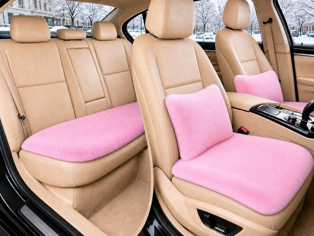 Faux Rabbit Fur Car Seat Cushion Winter Warm Plush Pad For Sedan SUV Truck