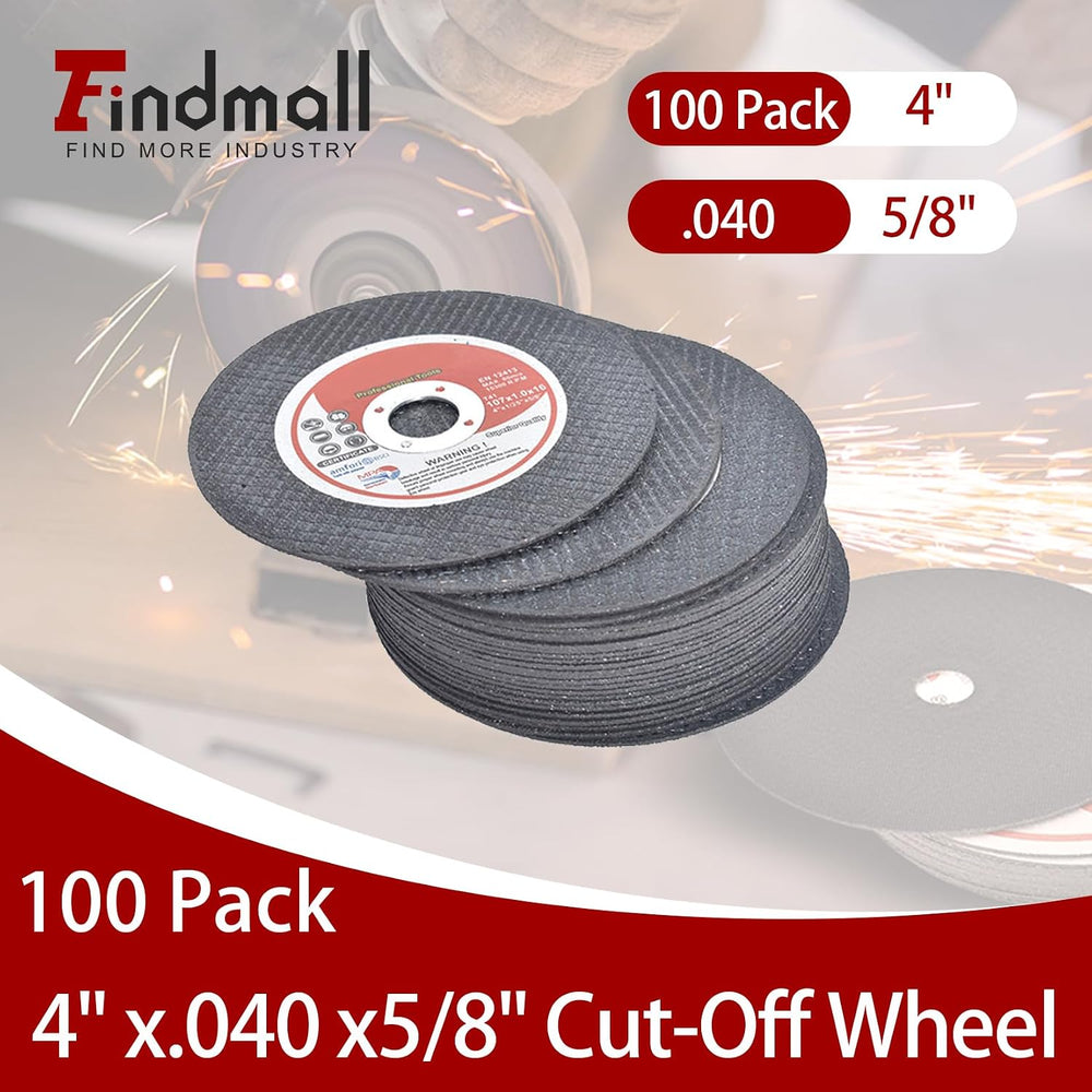 findmall 100 Pack 4" x.040 x5/8" Cut Off Wheel Aluminum Oxide