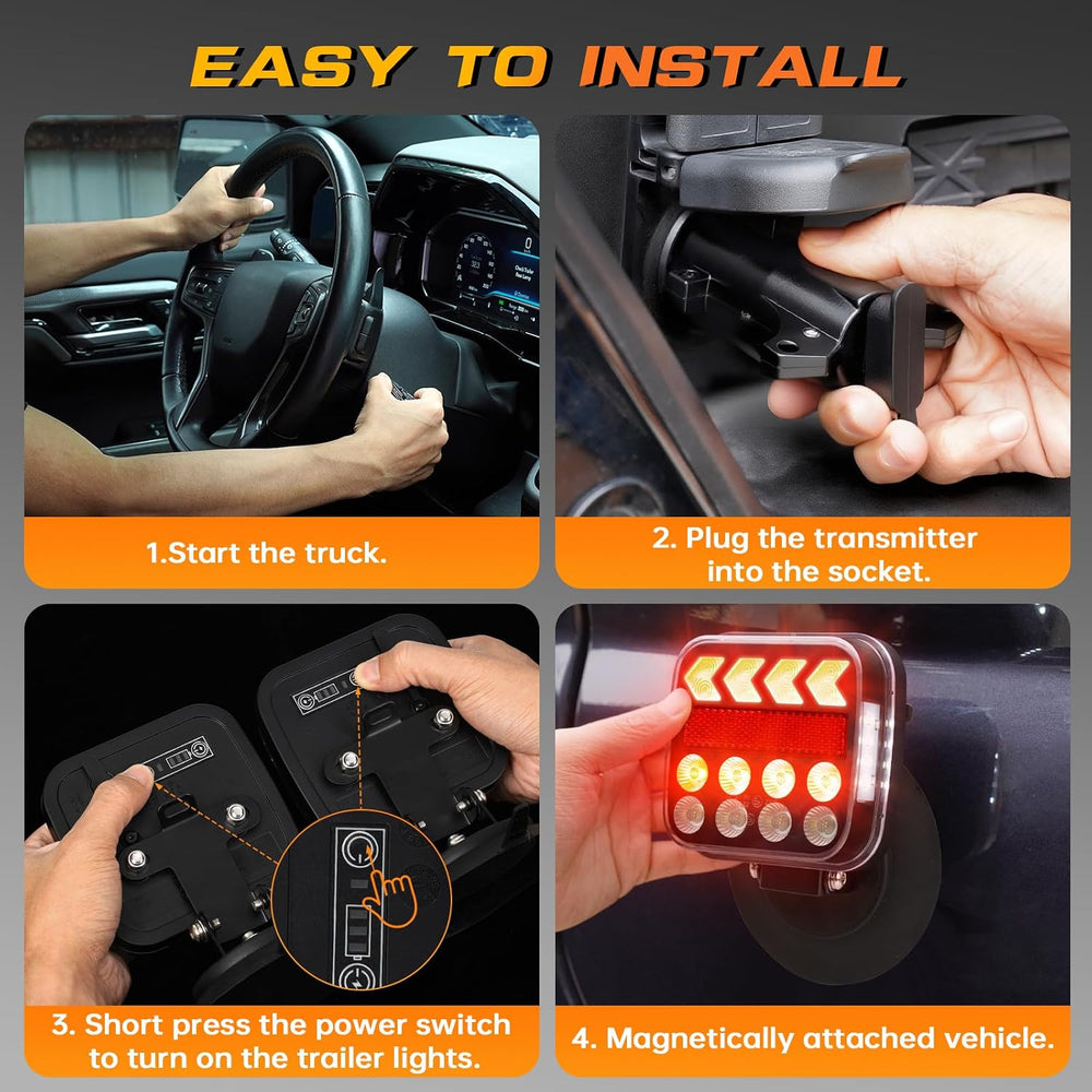 Wireless Trailer Lights, Adjustable Magnetic LED Trailer Lights with Reflecto...