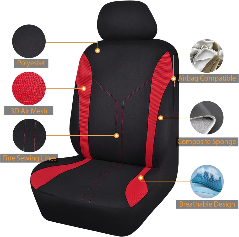Flying Banner Car Seat Covers Front Seats and Rear Bench Mesh Fabric Rear Ben...