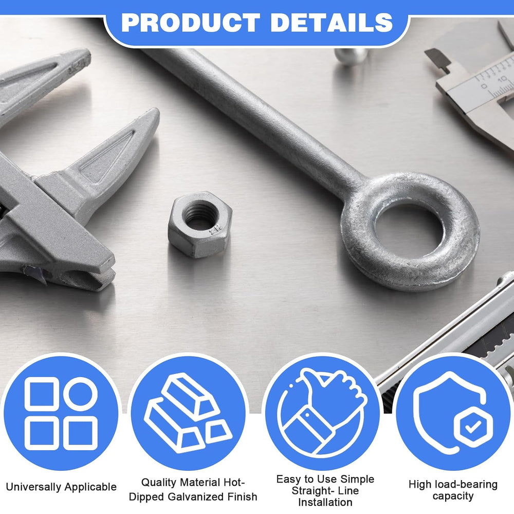 LEIFIDE 4 Pack 1/2" x 18" Eye Bolt with Nut, Hot Dipped Galvanized ...