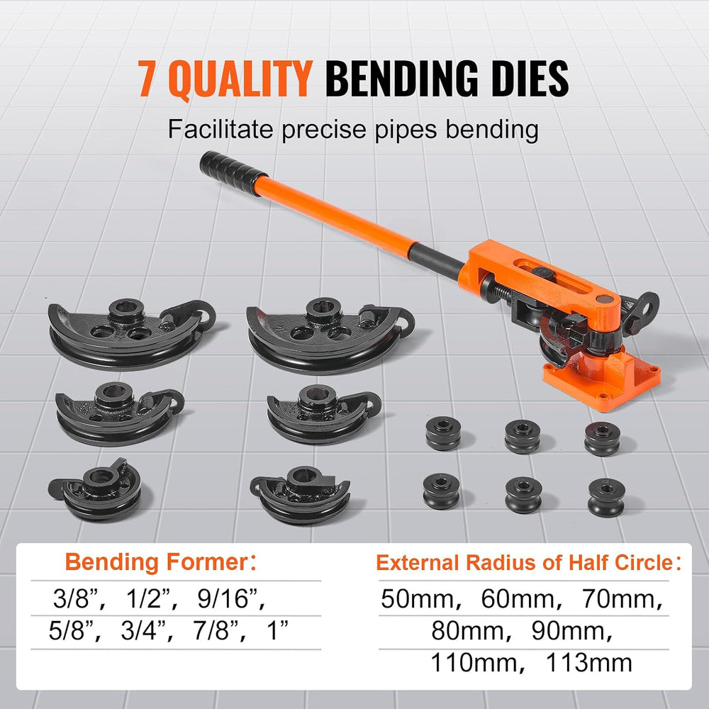 VEVOR Pipe Tube Bender, 3/8" to 1" OD Manual Pipe Tube Bender with ...