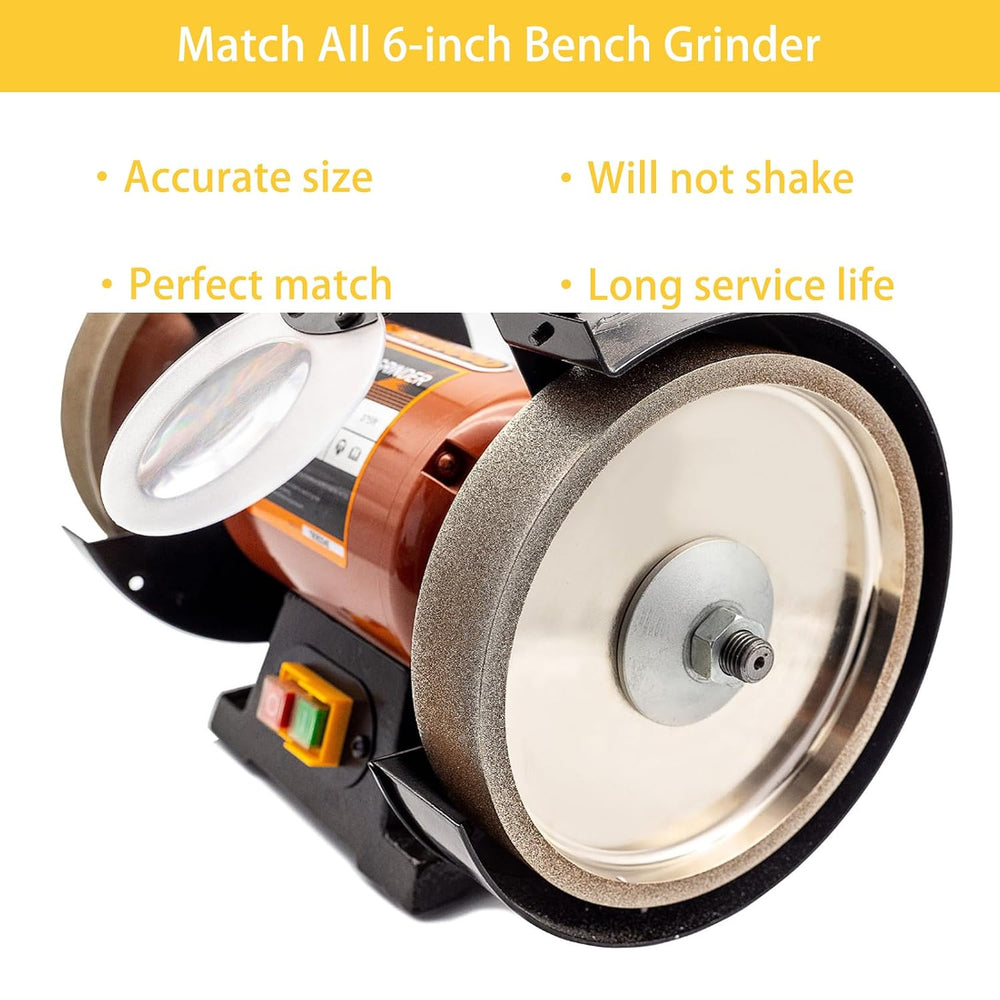 CBN Grinding Wheel 6 Inch 180 Grit, 1" Wide, 1/2" Arbor, for HSS To...