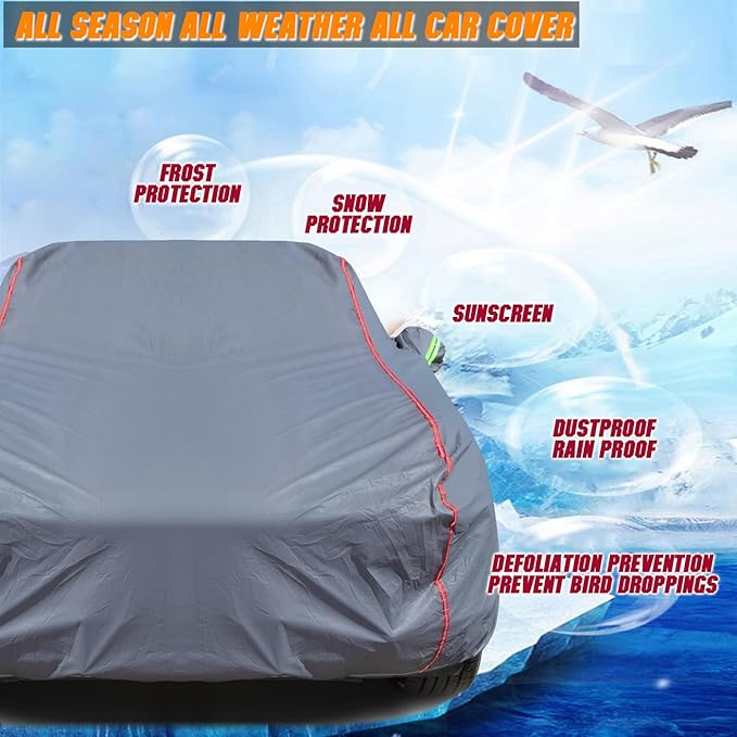 Breathable New Material, Waterproof Car Cover, Locks and Zipper Doors,