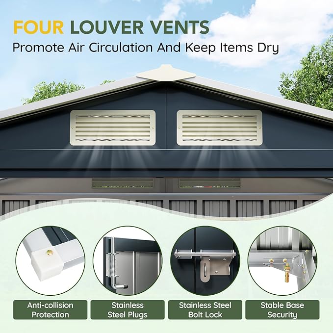 Breezz 5x3FT Vertical Outdoor Steel Storage Shed