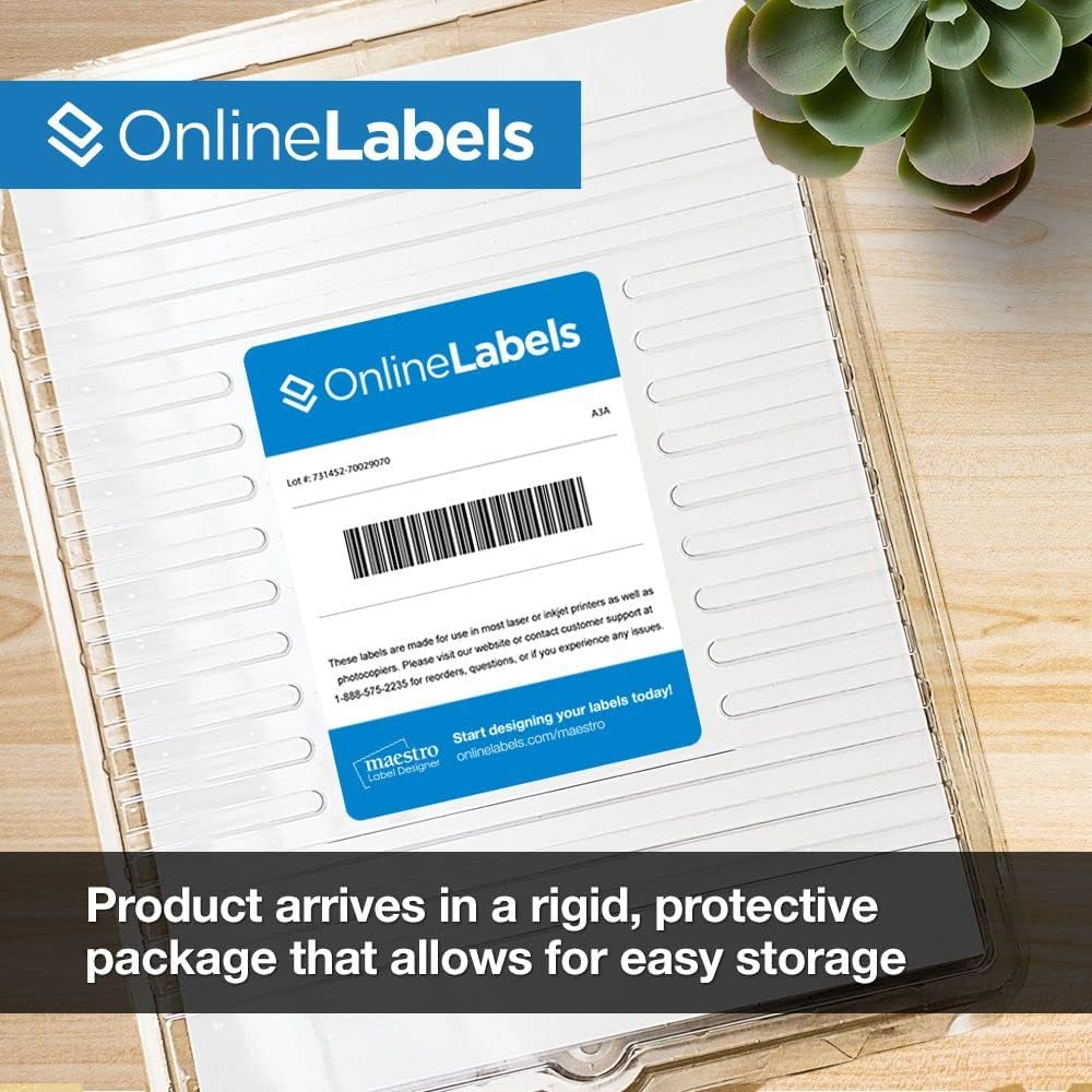 OnlineLabels 8.5" x 11" 1 Vert Back Slit - White Gloss Laser - 100 ...