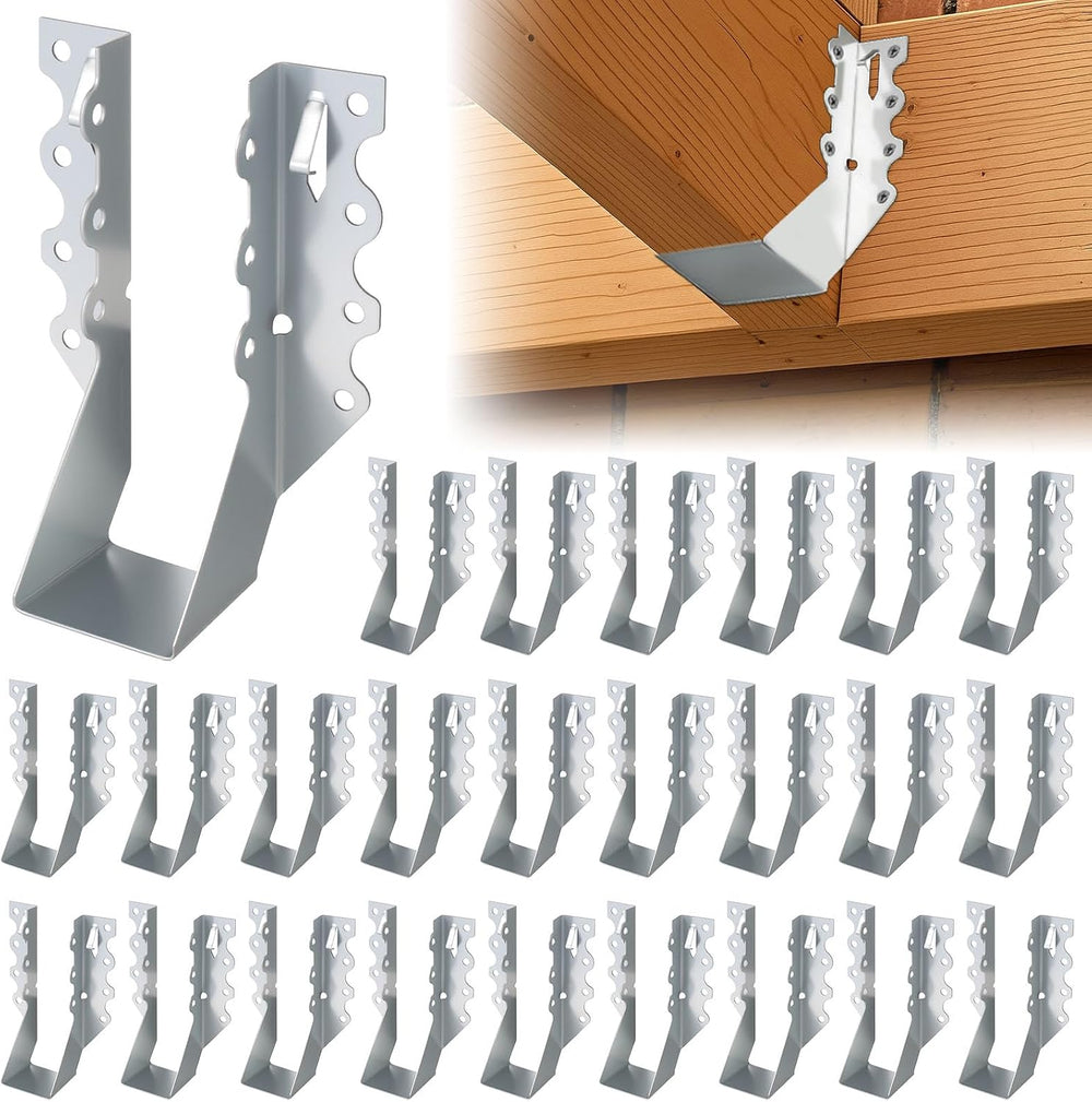 25 Pcs 2x8 Face Mount Joist Hangers, 20 Gauge Galvanized Joist Hangers for Wo...
