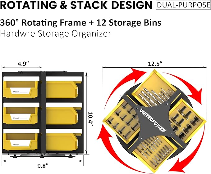 UNITEDPOWER Rotating Storage Bins, Tool Organizer, Hardware Crafts, Small Parts