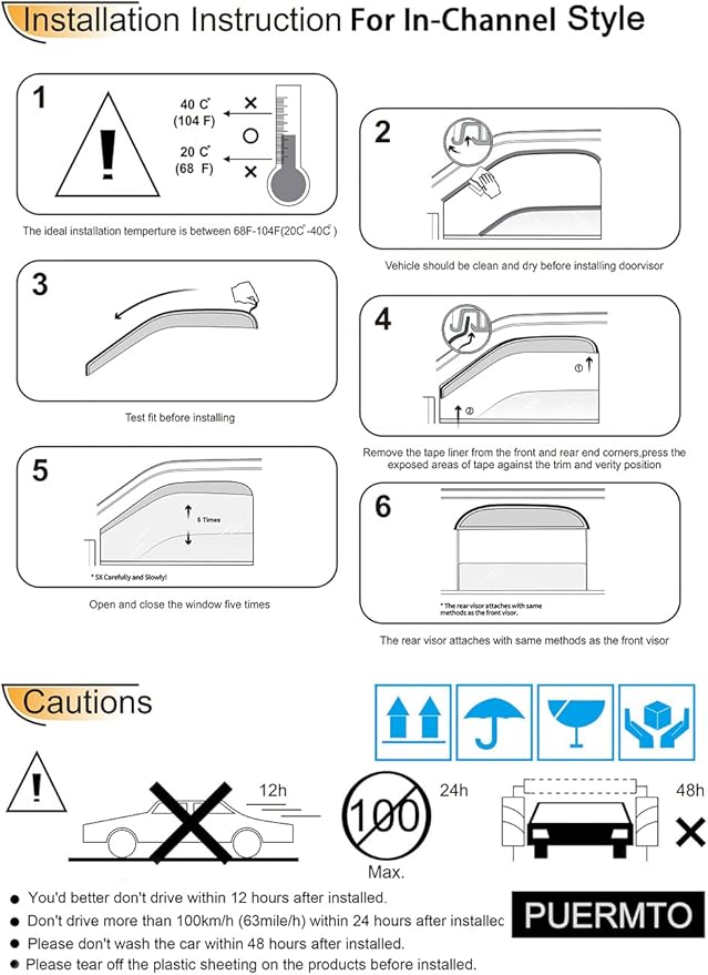 Side Window Visor Vent Wind Deflector fit