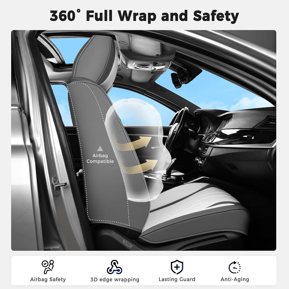Huidasource Leather Car Seat Covers Full Set 5 Seats, Waterproof Faux Leather...