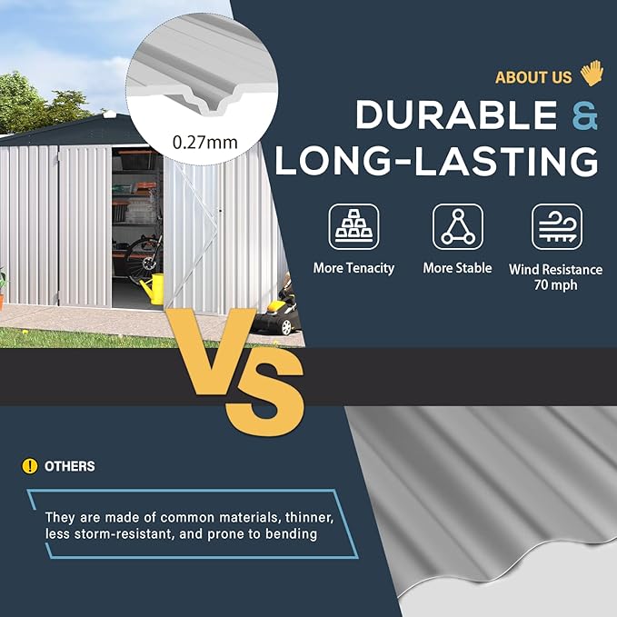 U-MAX 10x14 Shed, 14x10 Metal Outdoor Storage Shed, Large Outside Storage