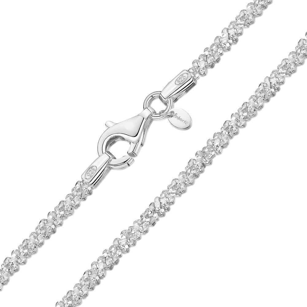 Amberta Italian 925 Sterling Silver Diamond Chain for Women - 1.7 mm Snow/Roc...