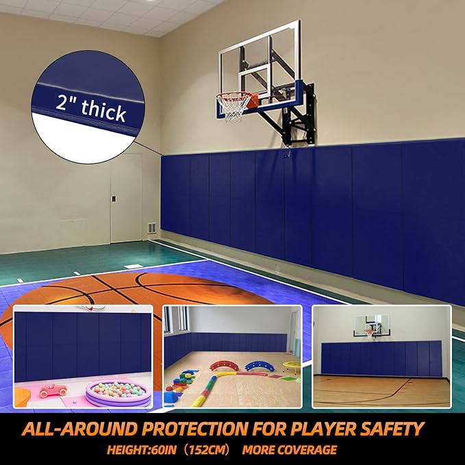 PROGOAL 2"/4" Thick Foam Protection Wall Pad,Gym Basketball-Court