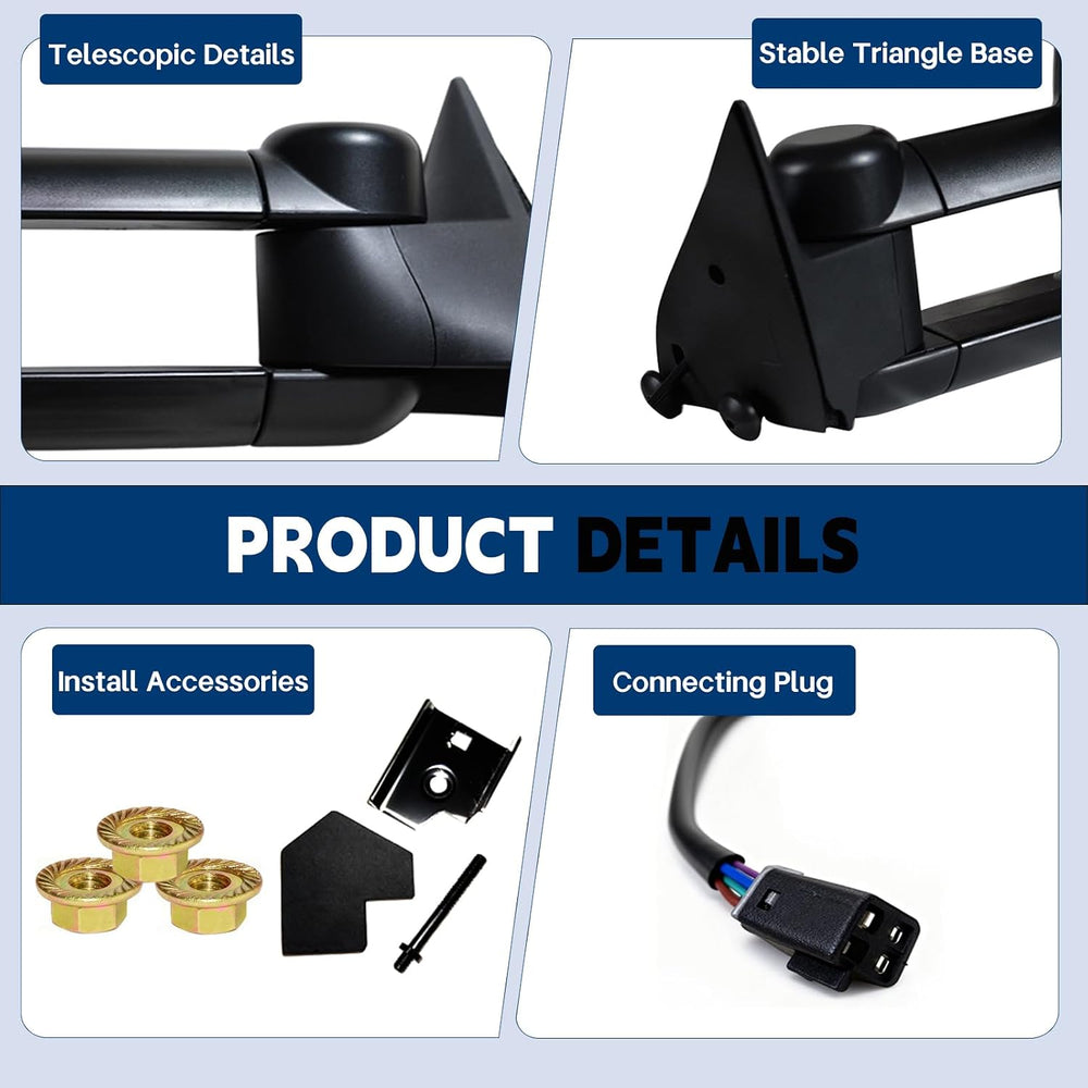 AERDM New Pair Towing Mirrors Set Telescoping Tow Mirrors fit for 1988-1998 C...