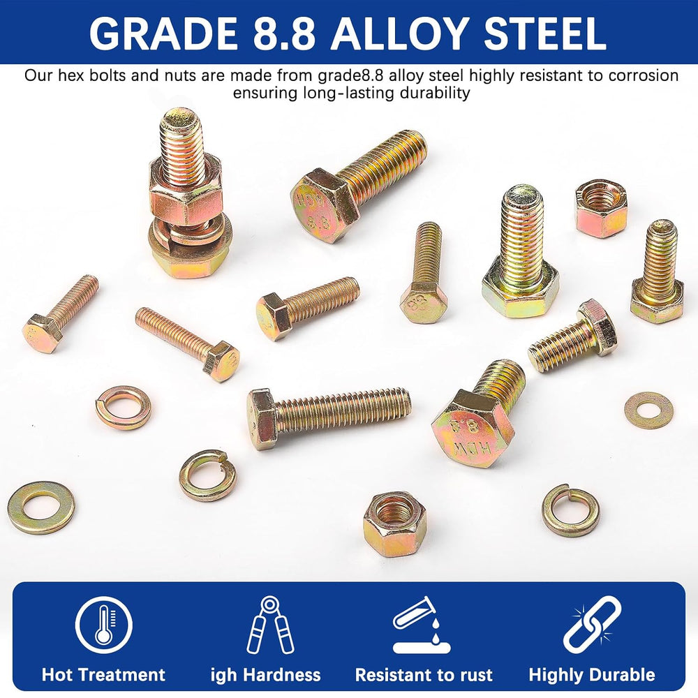 920PCS Grade8.8 Metric Bolt and Nut Assortment, M4/M5/M6/M8 Heavy Duty Hex He...