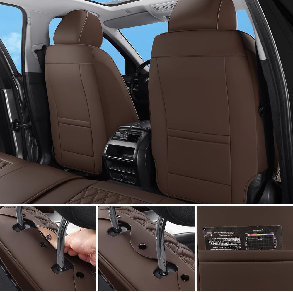 Brown Car Seat Covers Front Seats,Leather Seat Covers for Cars