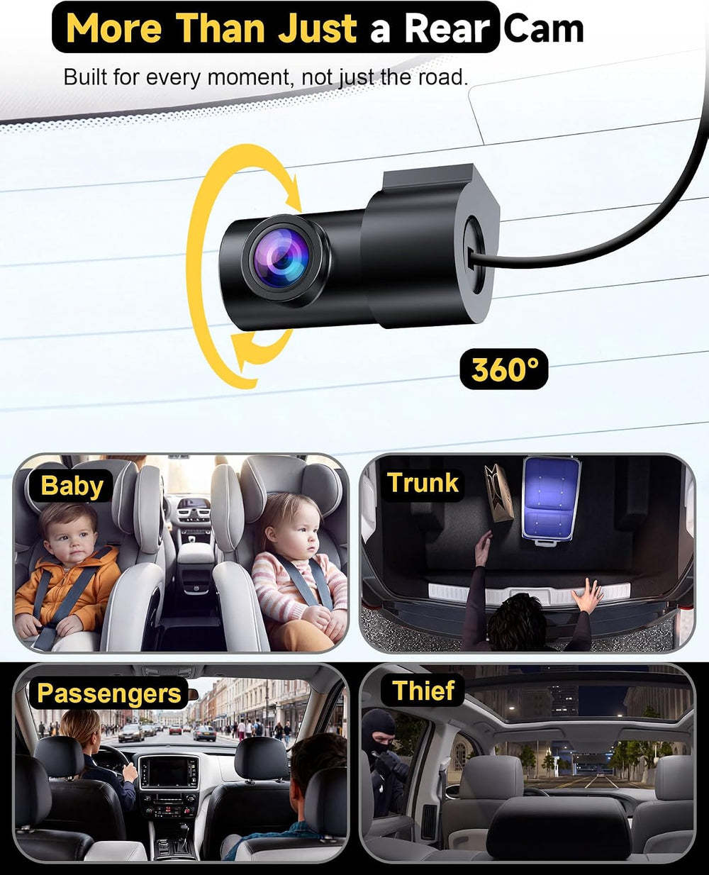 Affver 5 Channel 4K Dash Cam Front Rear Inside Left Right with GPS WiFi 6