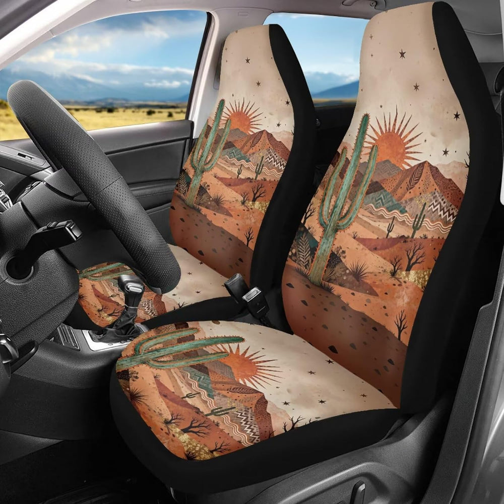 BIGCARJOB Desert Cactus Car Seat Cover Full Set Universal Car Interior Access...