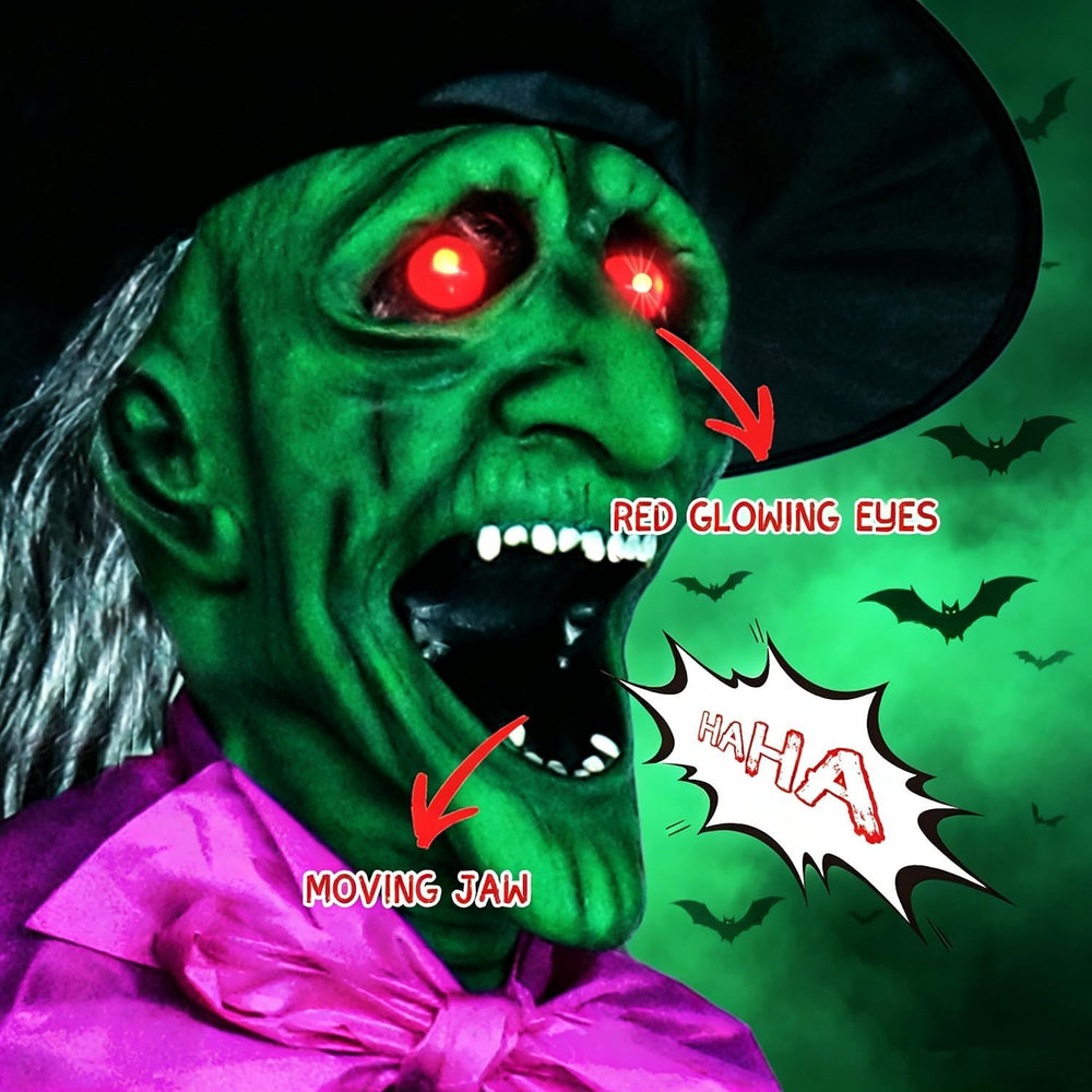 Halloween Decorations Outdoor โ 10.5FT Animated Hovering Witch Animatronics w...