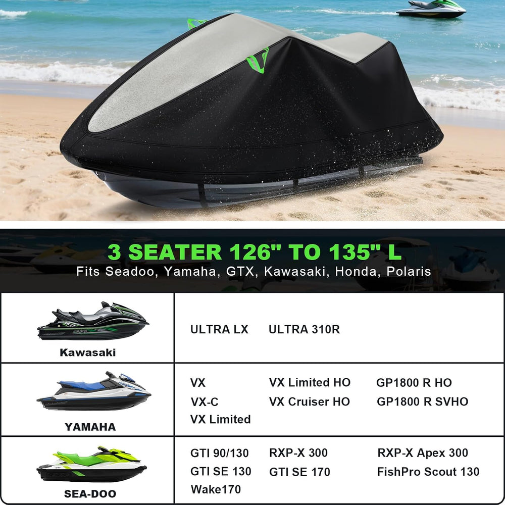 XYZCTEM Jet Ski Cover 3 Seater Waterproof for Yamaha, Seadoo Bombardier GTX, ...