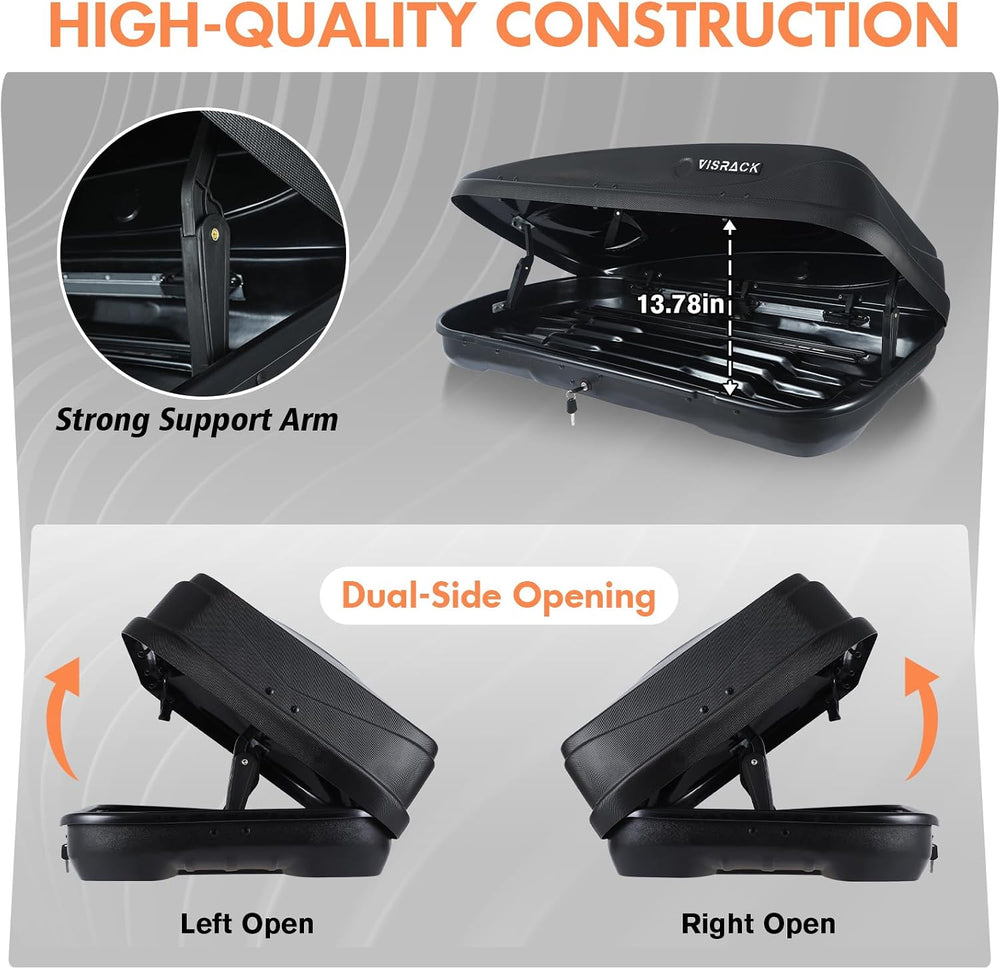Rooftop Cargo Box, 13 Cubic Ft, for Family Travel and Road Trips, Black | 3D ...