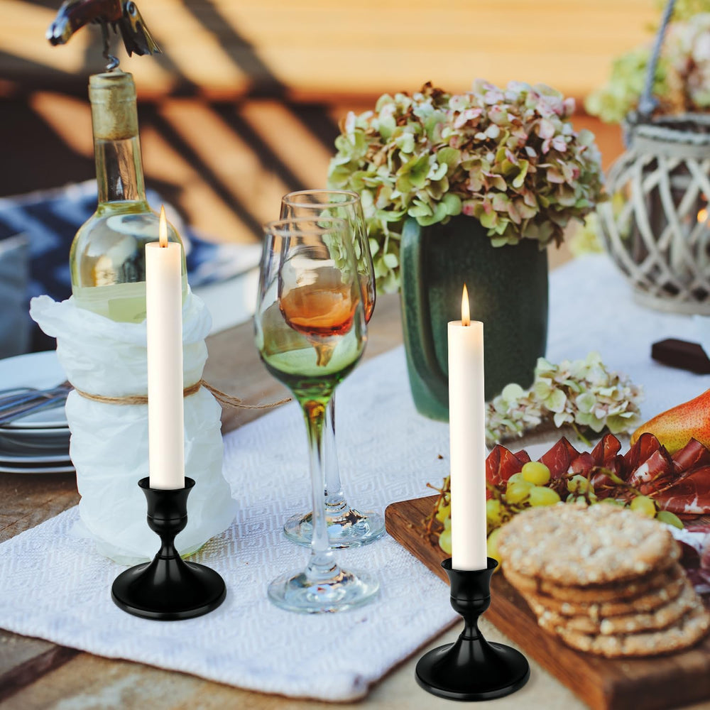 Black Candle Holder Taper Candle Holders, Set of 24 Candlestick Holders Decor...
