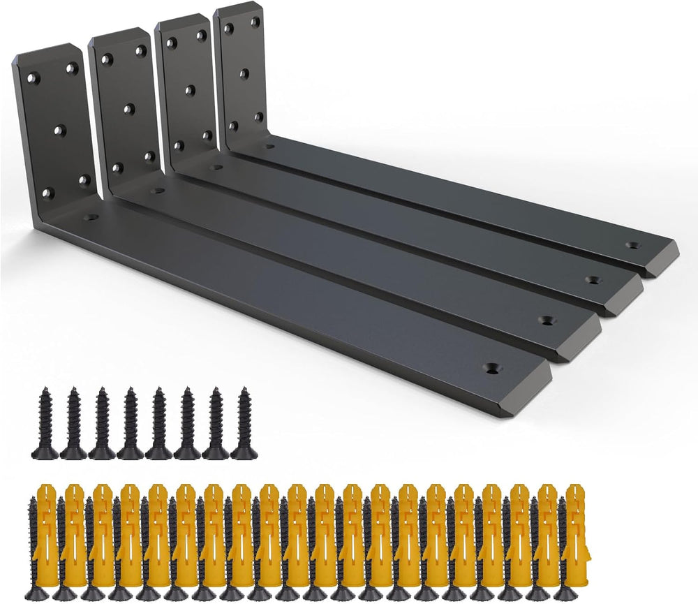 4 Pack 18inch Countertop Support Brackets,Black Shelf Brackets,Heavy Duty Ind...