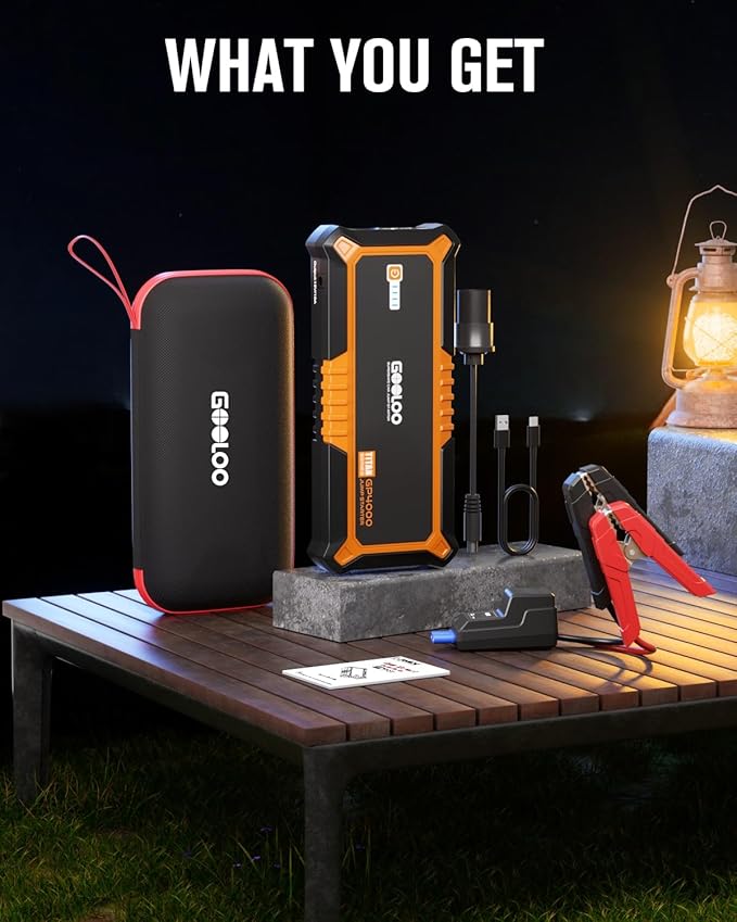 GOOLOO 4000A Peak Car Jump Starter 12V Auto Battery Booster SuperSafe Lithium