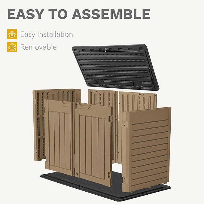 DWVO 35 Cuft Outdoor Horizontal Storage, Waterproof Resin Storage Shed