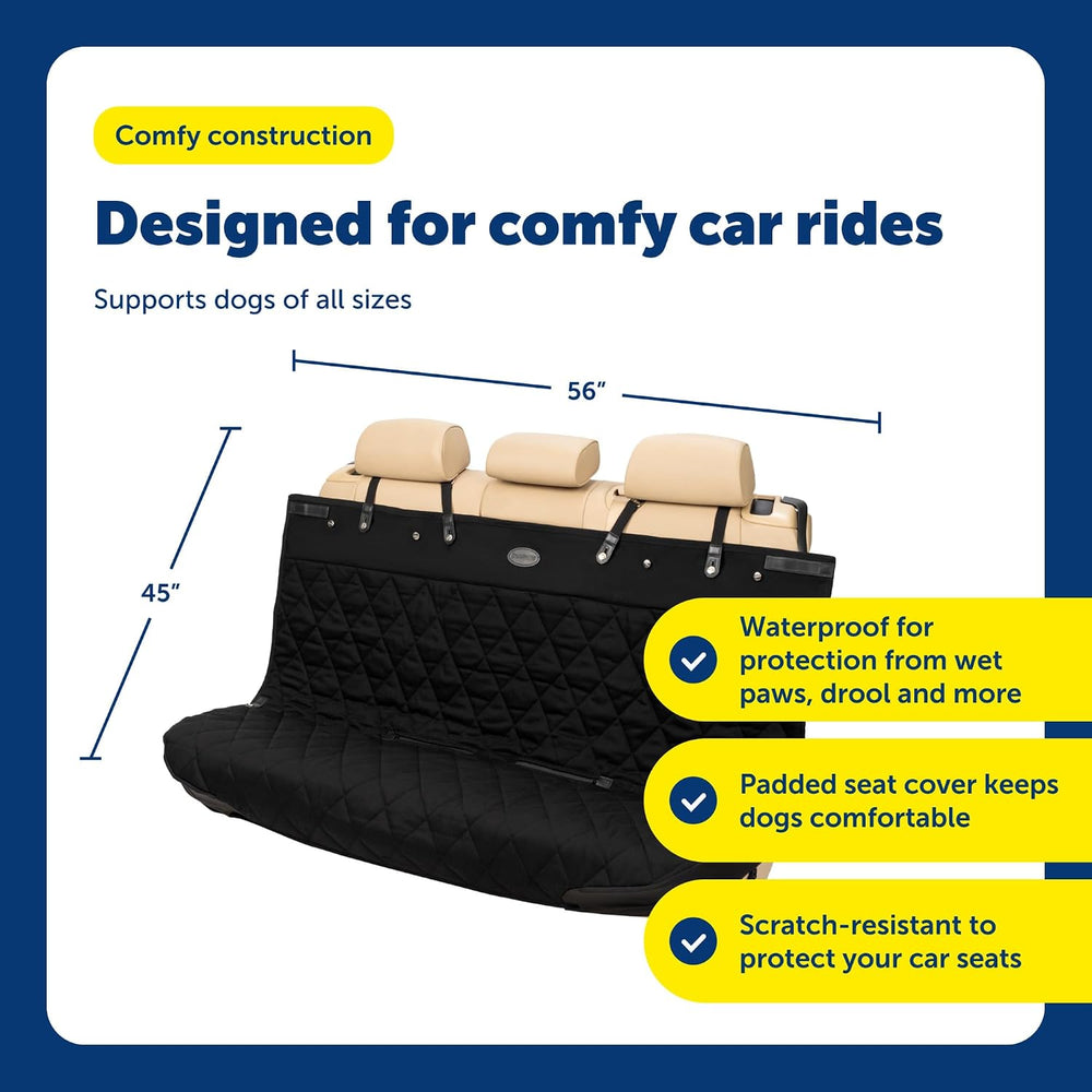 PetSafe Happy Ride Quilted Dog Car Seat Cover, Bench, Black