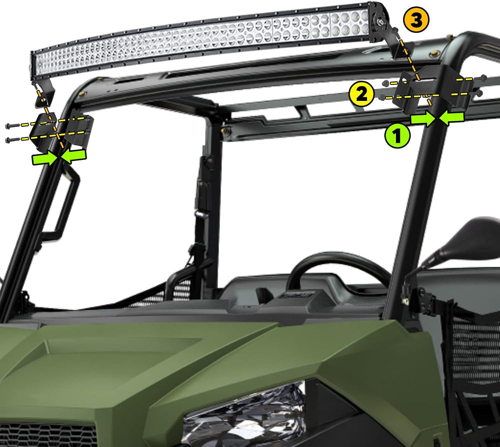 Wsays 50" 288W Light Bar Kit Fit for Polaris Ranger 570 900 1000 2013-2024