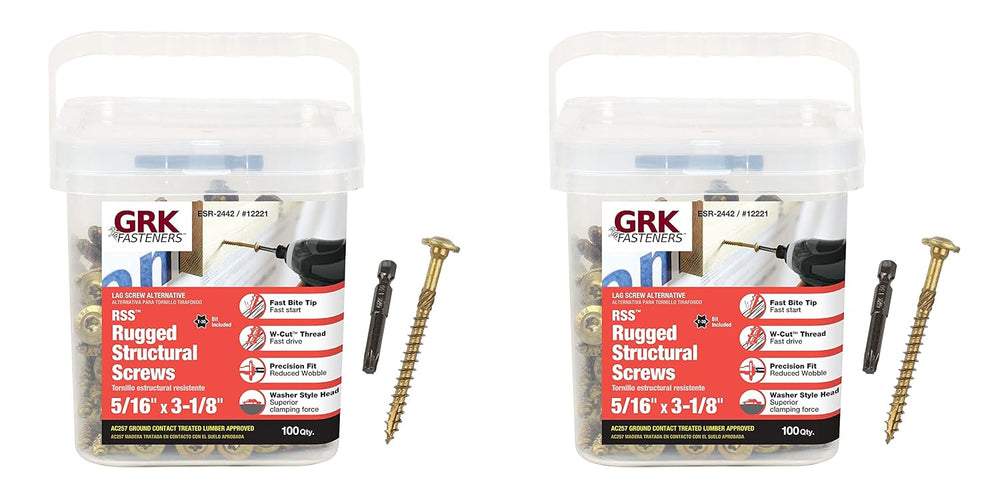 GRK 12221 5/16x3-1/8 Star Drive Washer Head Climatek Coated Steel RSS Rugged ...