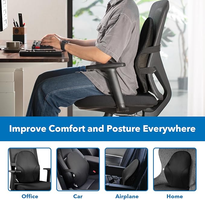 Mount-It! Office Chair Cushion, Lumbar Support Pillow