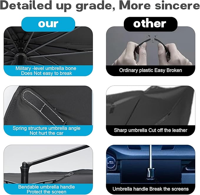 Windshield Sun Shade Umbrella, Portable Foldable, Spring Structure Wind Shield