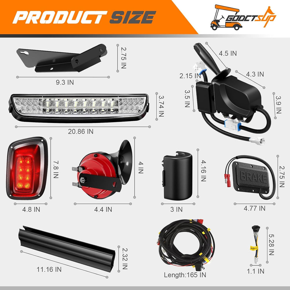 EZGO Deluxe Light Bar Kit, Golf Cart LED Light Kit for EZGO TXT 1996-2013 Gas...