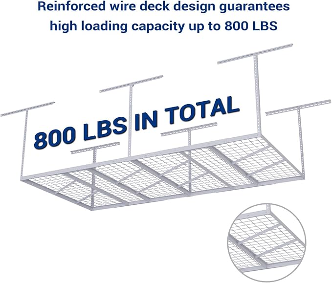FLEXIMOUNTS Pro 4x8 Overhead Garage Storage Rack, Adjustable Storage