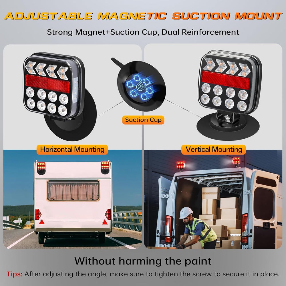 Wireless Trailer Lights, Adjustable Magnetic LED Trailer Lights with Reflecto...