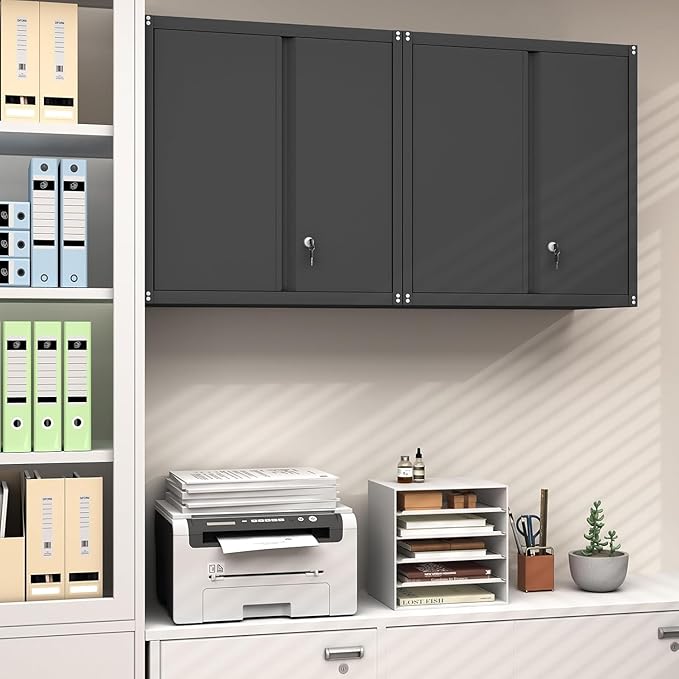 GREATMEET Locking Metal Wall Cabinets